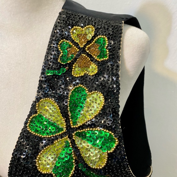 Fashion Fantasy Vintage Shamrock Festive Sequins.Fun Unique piece.Size S - Picture 6 of 13